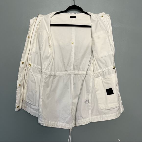 ATM Frayed Zip-Front Cargo Field Jacket w/ Stowaway Hood White Women’s Small - Picture 4 of 14